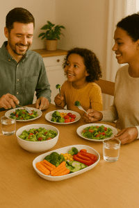 Healthy homemade lunch with family